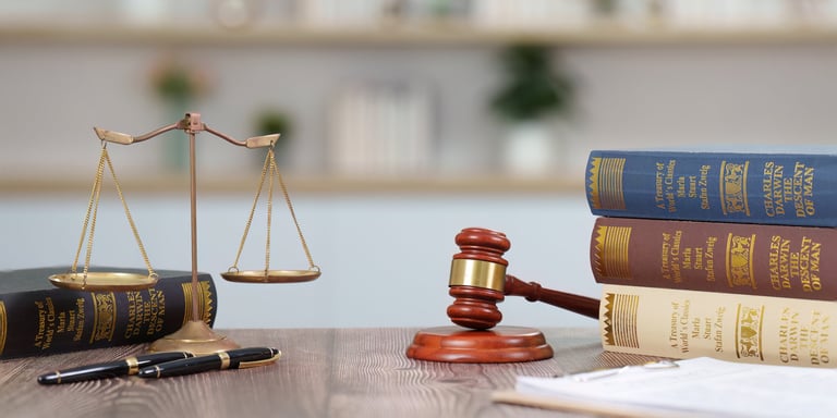 Legal books and scales of justice representing legal expertise